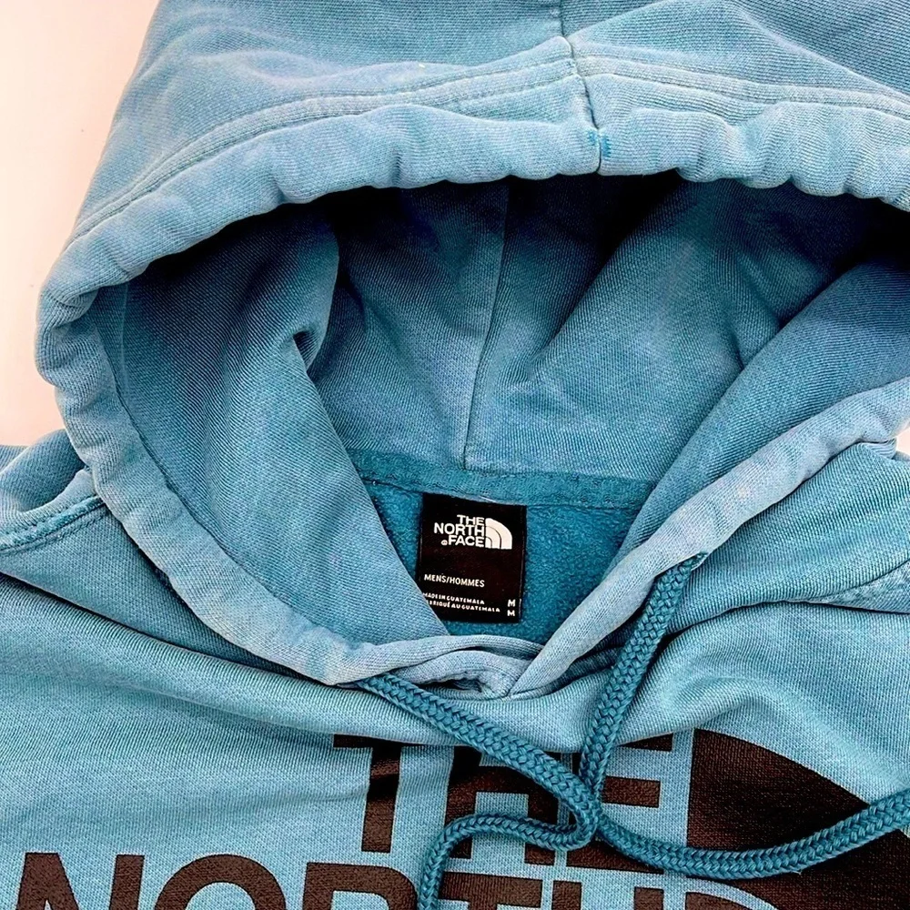 The North Face Hoodie Men's Medium Blue Teal  Half Dome Logo Sweatshirt